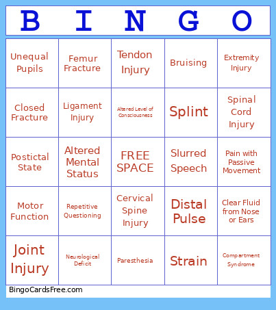 EMT Bingo Card