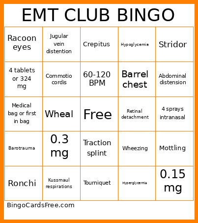 EMT CLUB Bingo Card