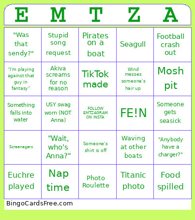 EMTZA Bingo Card