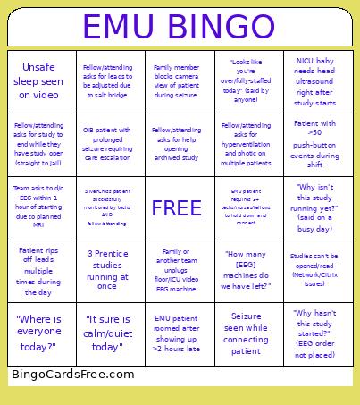 EMU Bingo Card
