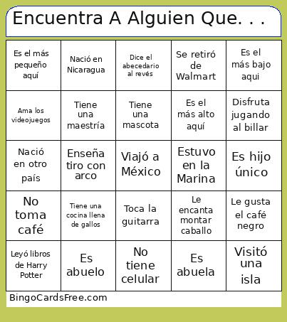 Encuentra A Alguien Que. . . Bingo Card