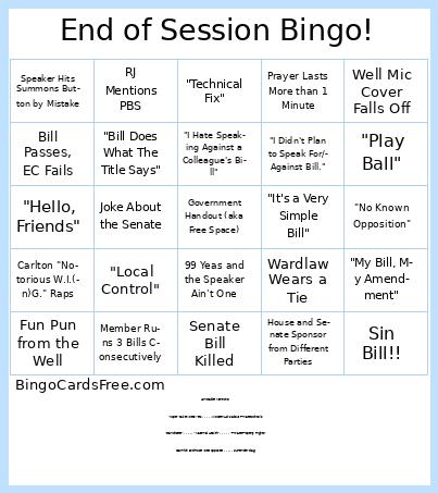 End of Session Bingo!