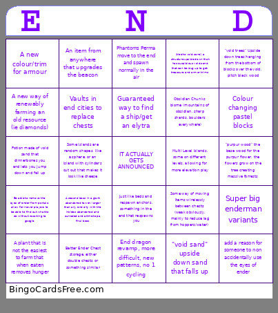 END UPDATE Bingo Card