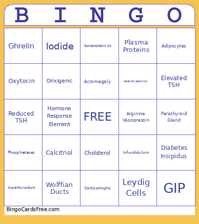 Endocrinology Bingo Card