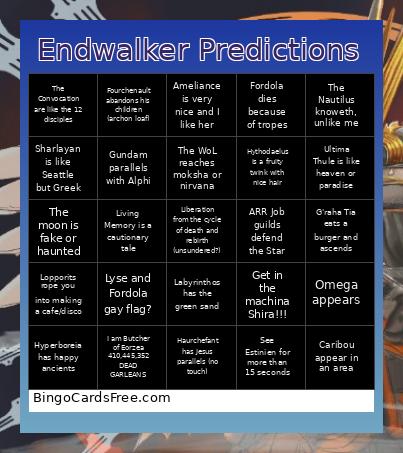 Endwalker Predictions Bingo Card