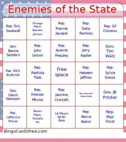 Enemies Of The State Bingo Card
