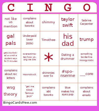 eng250 Bingo Cards Free Pdf Printable Game, Title: CINGO
