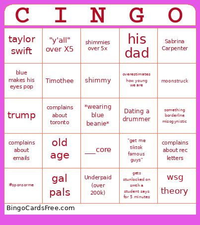 Eng250 Mar 24 Bingo Card 3