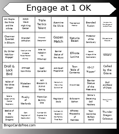Engage At 1 OK Bingo Card