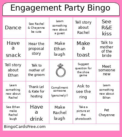 Engagement Party Bingo