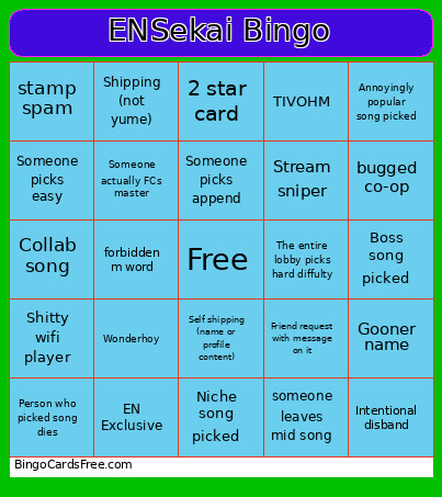 ENSekai Bingo Card