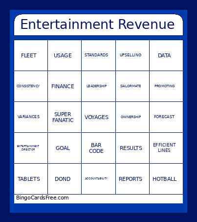 Entertainment Revenue Bingo Card