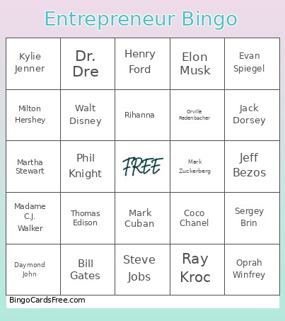 Entrepreneur Bingo Card