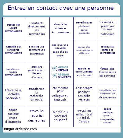 Entrez En Contact Avec Une Personne Bingo Card