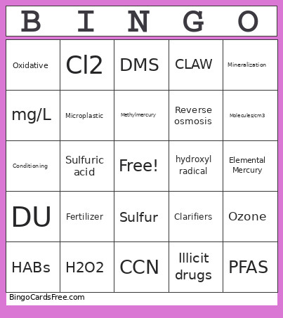 Environmental Chemistry Bingo Card