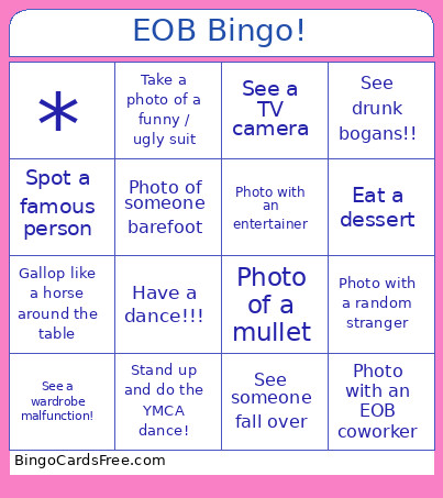 EOB ! Bingo Card