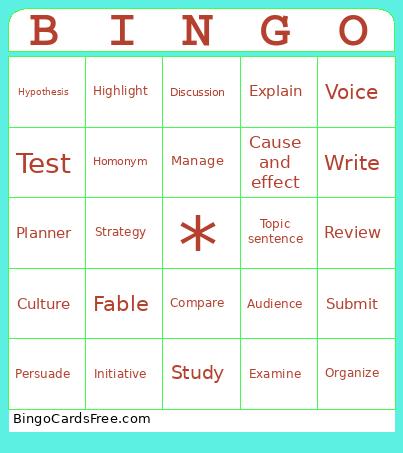 EOG Vocabulary Bingo