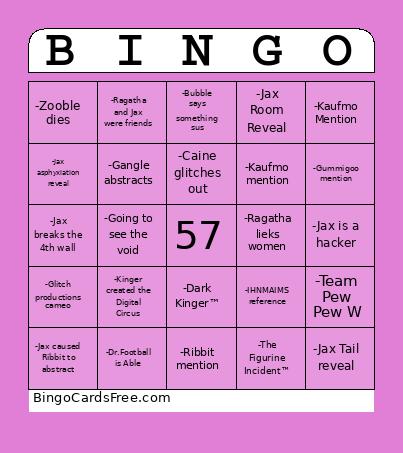 Ep 6 Predictions Redo! Bingo Card
