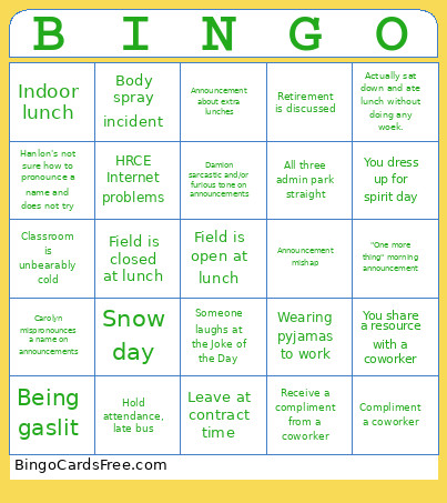 EPAs Bingo Card