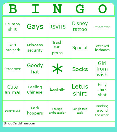 Epcot Bingo Card