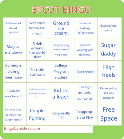 EPCOT Bingo