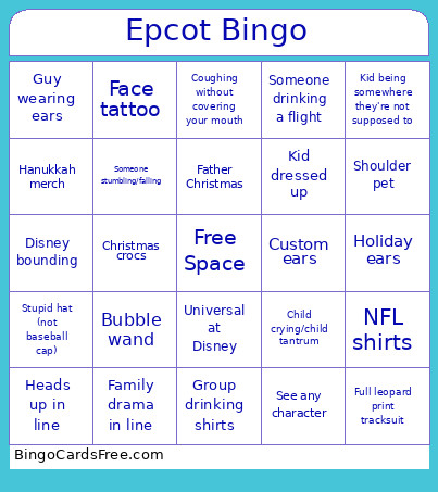 Epcot Bingo Card