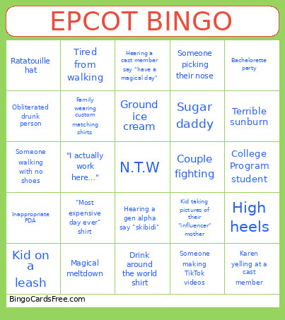 EPCOT Bingo Card 2