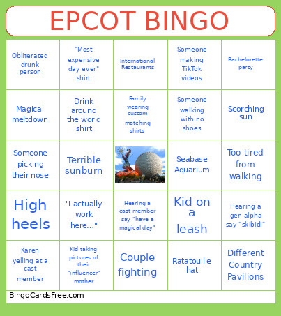 EPCOT Bingo Card