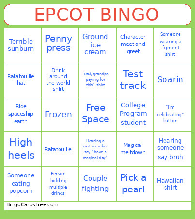 EPCOT Bingo Card