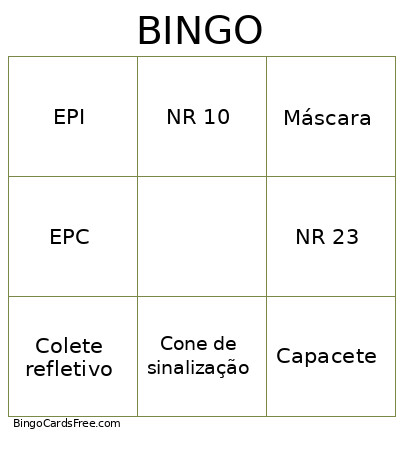 EPI E EPC Bingo Card