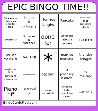 EPIC TIME!! Bingo Card