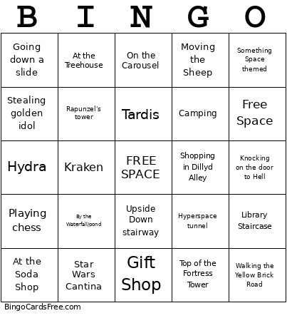 EPIC Sightings Bingo Card