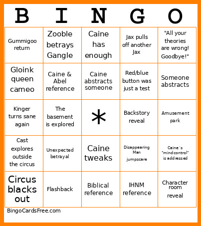 Episode 8 Bingo Card 2
