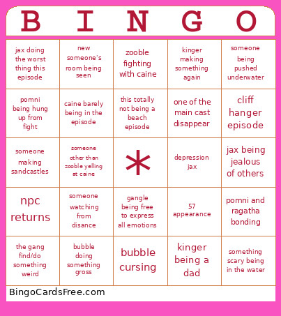 Episode 8 TADC Bingo Card