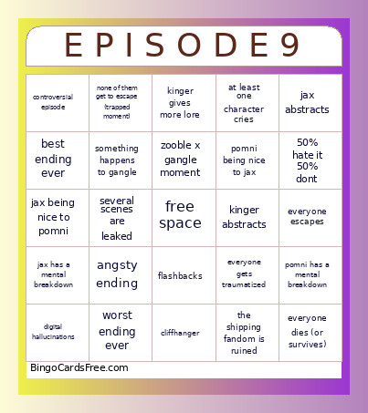 Episode9prediction Bingo Card