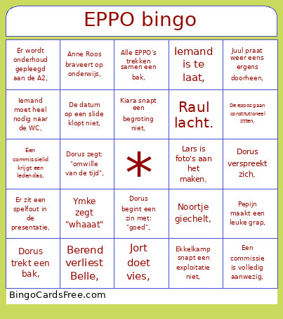 EPPO Bingo Card