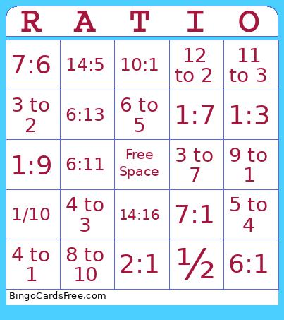 Equivalent Ratios Bingo