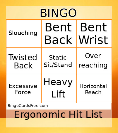 Ergonomic Hit List Bingo Card