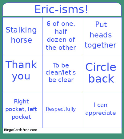 Eric Birthday Bingo Card