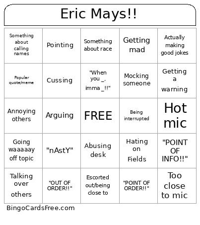ERIC MAYS XDDD Bingo Card