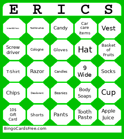 ERIC'S 22nd PBD Bingo Card