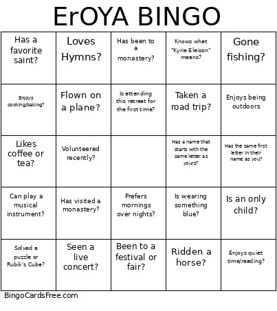 ErOYA Bingo Card