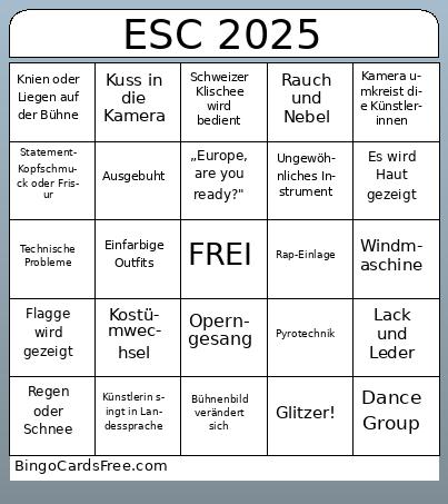 ESC 2025 Bingo