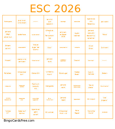 ESC 2026 Bingo Card