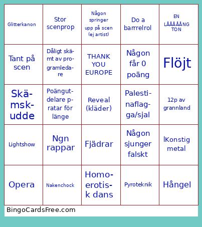 ESC 25 eggg Bingo