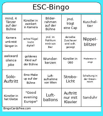 ESC- Bingo Card