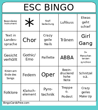 ESC Bingo Card