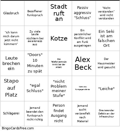 ESF Telefon Bingo Card