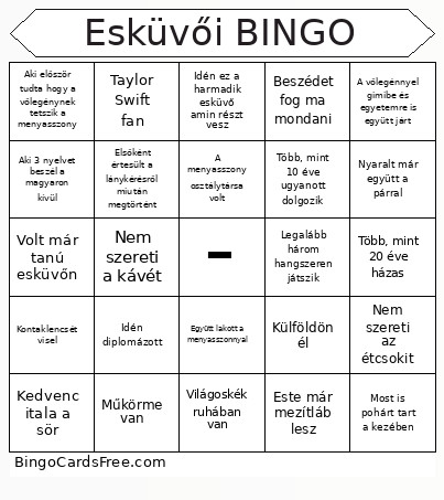 Esküvői Bingo Card