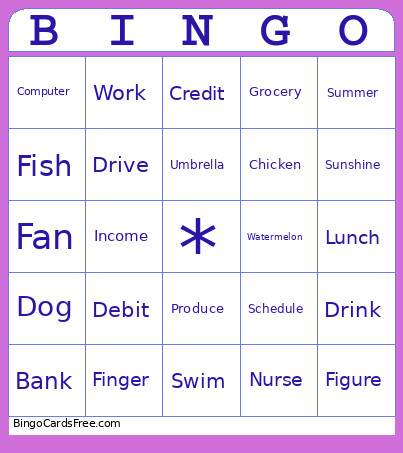ESL Bingo Card